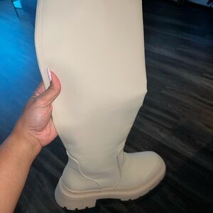 Nude knee high boots